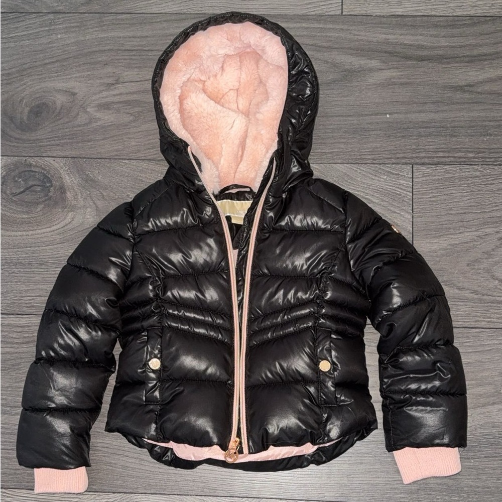 Michael Kors Black and Pink Kids Puffer Jacket Size 4 GIRLS excellent condition - Picture 1 of 8